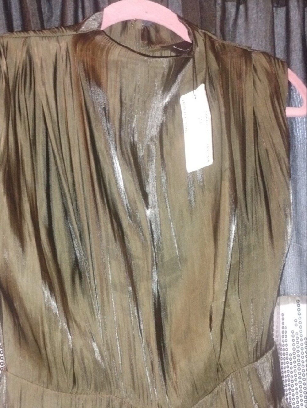 Line & Dot Olive Pleated Sleeveless Wide-Leg Jumpsuit - Picture 6 of 6